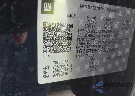 2018 Chevrolet Colorado Wt from USA, damaged, VIN 1GCGTBEN7J1264527